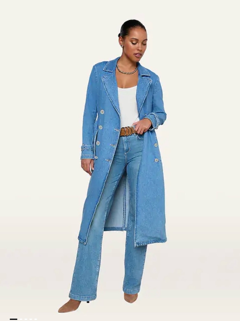 NWT L'AGENCE Bradley Light Blue Denim Trench Coat